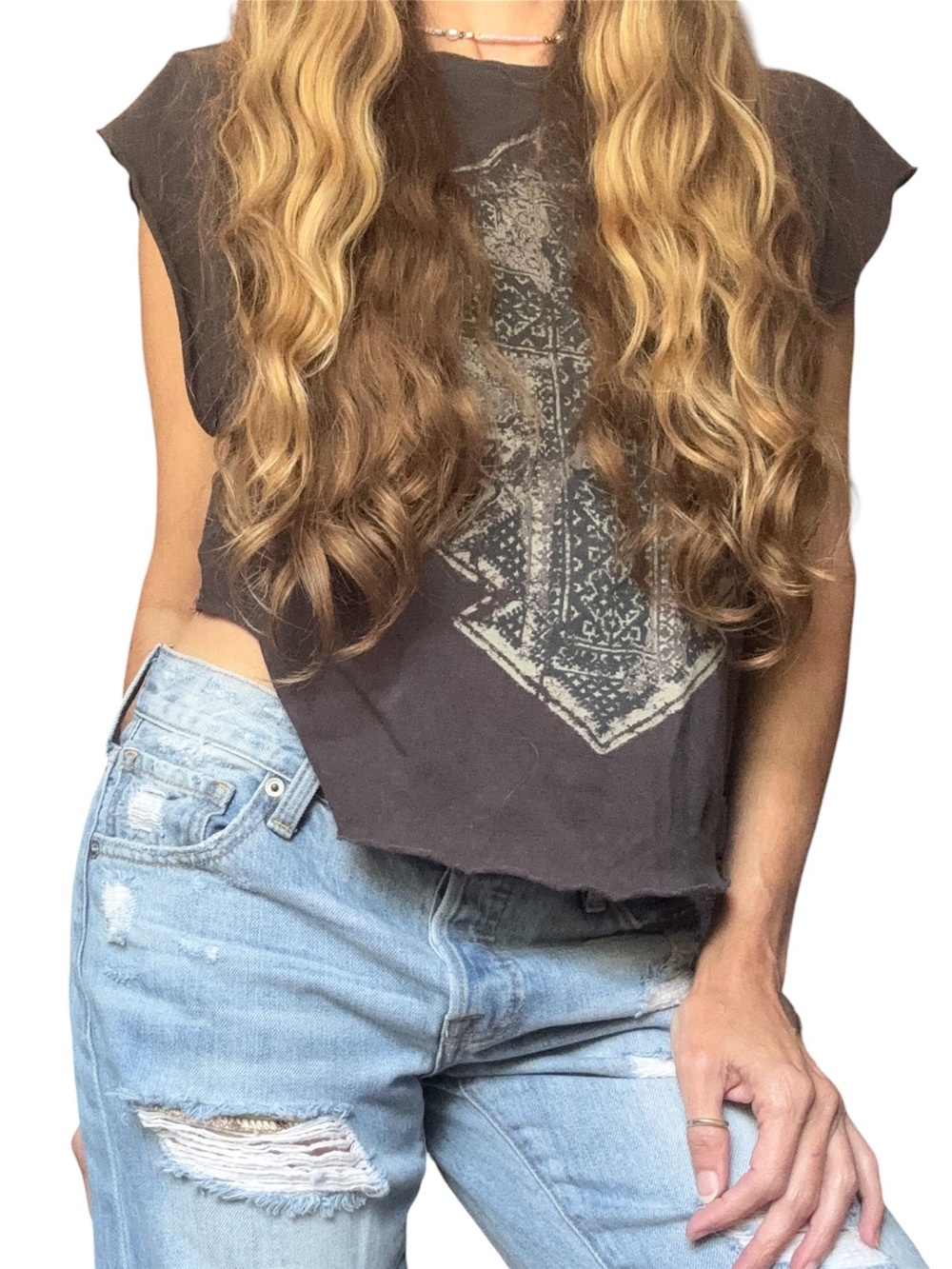 Insight Washed Black high low Cropped Graphic Tee